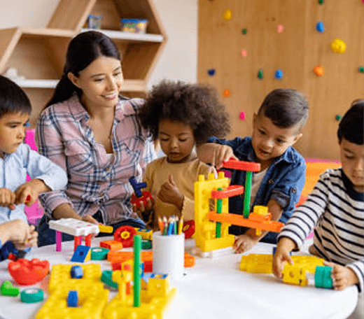 Children playing under a fabric canopy at Quokka Kids in Beaver Dam, WI